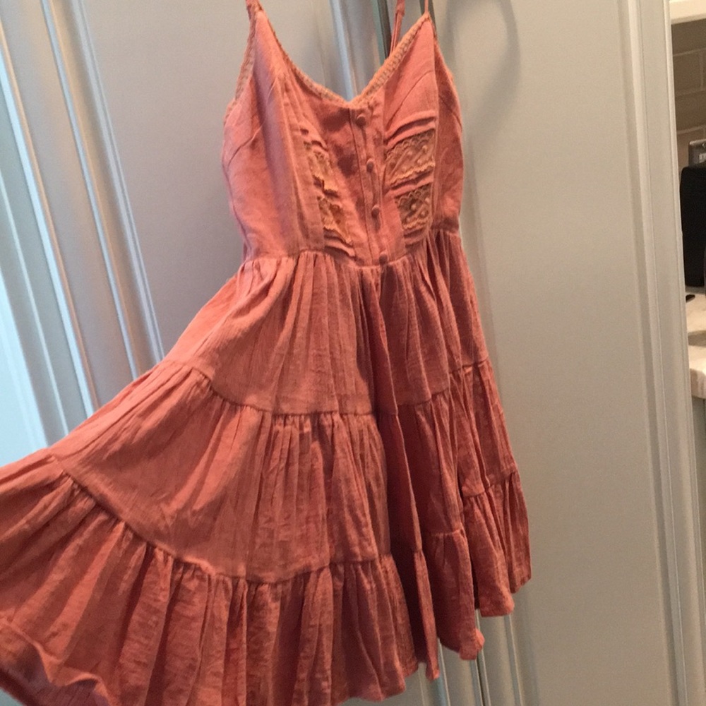 Morning Mist peach ruffle dress